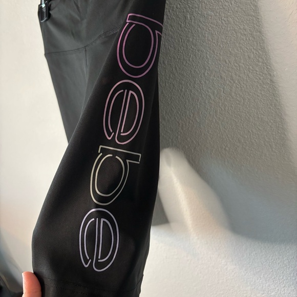 BEBE Sport Black Bike Shorts with Purple Accents Size M - Picture 2 of 7